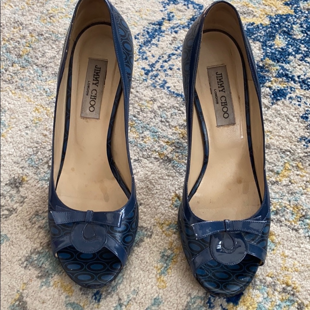 Jimmy Choo Blue Patterned Heels